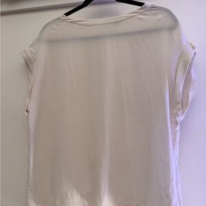 Theory 100% Silk Ivory Cap Sleeve Blouse Size L